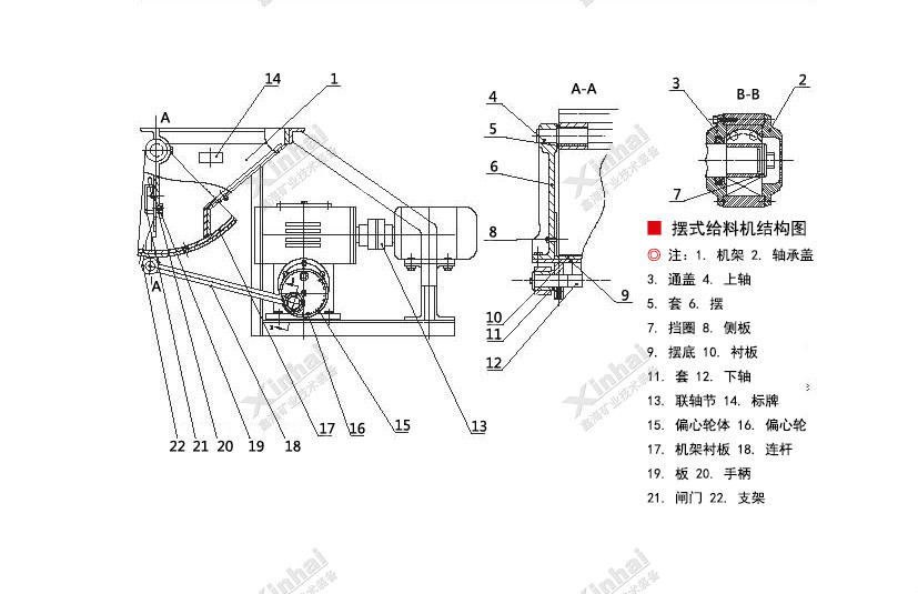 鑫海擺式給礦機(jī)結(jié)構(gòu)原理圖